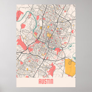 Poster Austin - Mapa da cidade do Texas Chalk