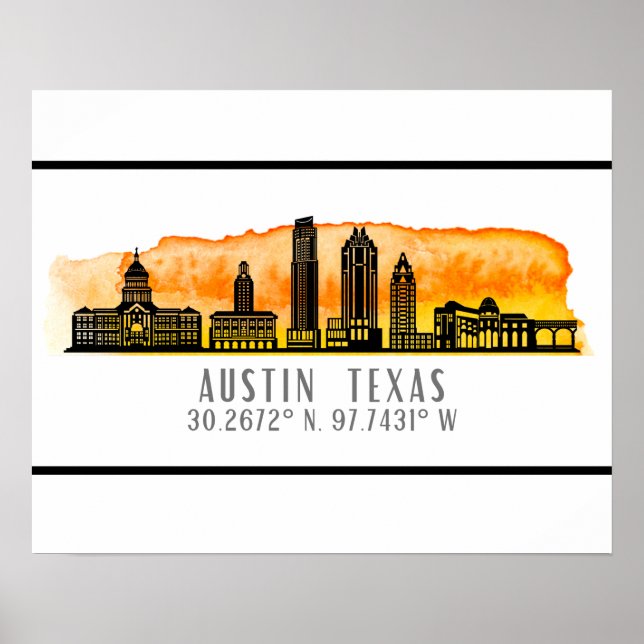 Poster Austin Skyline Latitude (Frente)