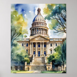 Poster Austin State Capital Texas Watercolor