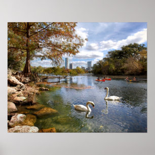Póster Austin, Texas Barton Creek / Ladybird Lake Skyline