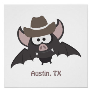 Póster Austin Texas - Bat de Cowboy