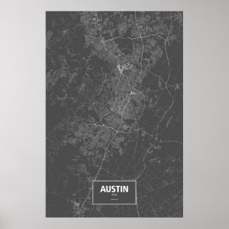 Poster Austin, Texas (branco a preto)
