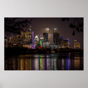 Poster Austin, Texas Full Moon v2