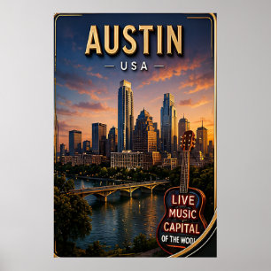 Poster Austin Texas Panorama Viagem