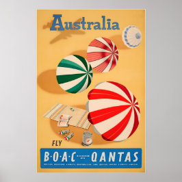 Poster Australia Art Australian Beach Print Qantas Travel