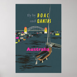 Poster Australia Art Australian Travel Print BOAC and Qan