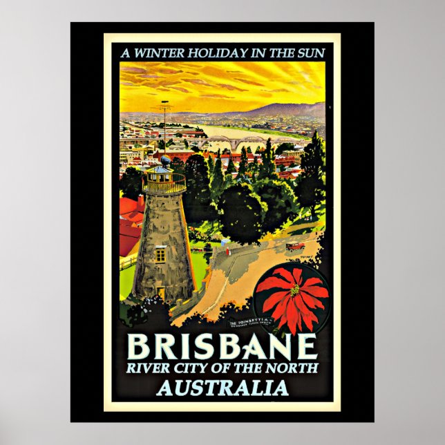 Poster Austrália-Brisbane, Feriado de inverno no Pó Sol (Frente)