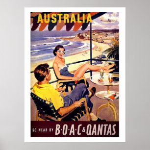 Poster Austrália, casal aproveita no terraço, viagens vin