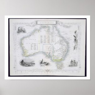 Póster Austrália, de uma série de mapas do mundo public