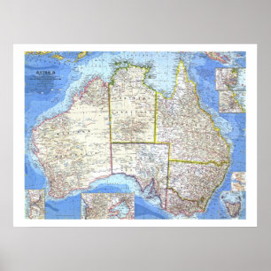 Poster "Austrália: MAPA 1963 detalhado…