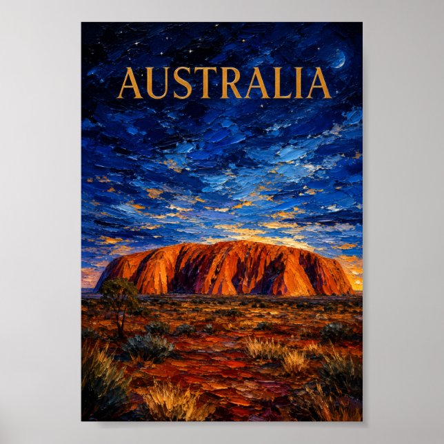 Poster Australia: Mystic Night Uluru Art Souvenir (Frente)