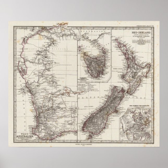 Poster Austrália Ocidental Tasmânia e Nova Zelândia (Frente)