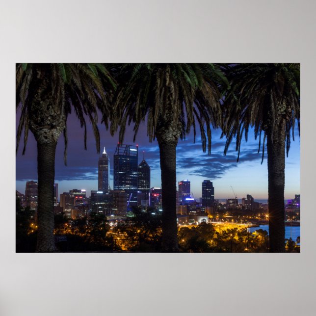 Poster Austrália, Perth, linha do horizonte da cidade do  (Frente)