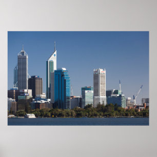 Póster Austrália, Perth, panorama da cidade a partir do r