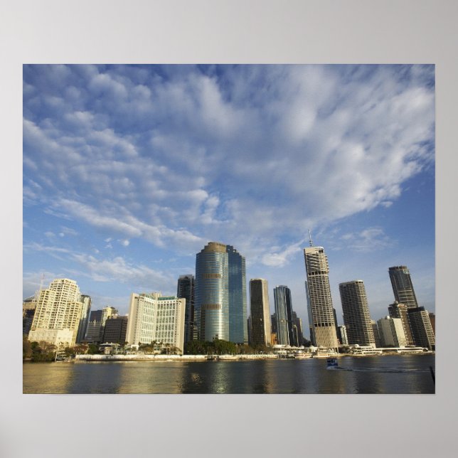 Póster Austrália, Queensland, Brisbane, arranha-céus e (Frente)