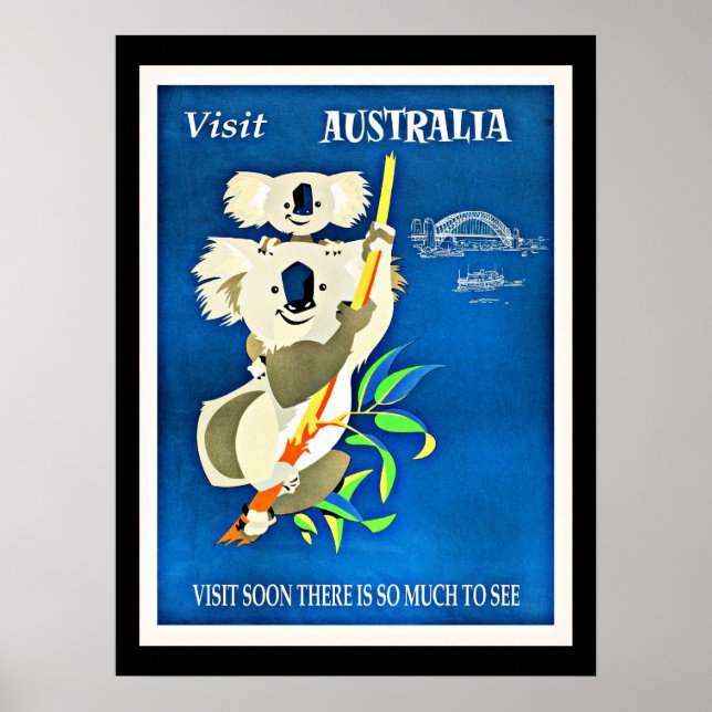 Poster Austrália - Visite a ilustração da safra Austrália (Frente)
