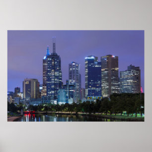Póster Austrália, Vitória, Melbourne, horizonte ao longo