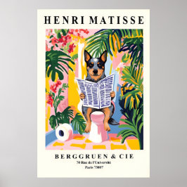 Poster Australian Cattle Dog on a Toilet - Funny Matisse