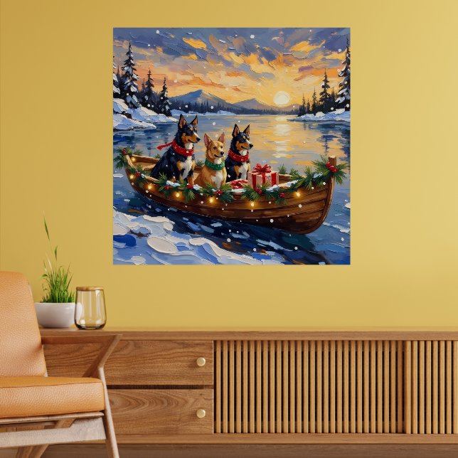 Poster Australian Kelpie Christmas Boat Holiday (Sala de Estar 2)