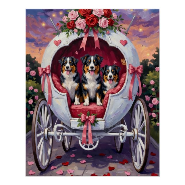 Póster Australian Shepherd Dog Valentine's Day  (Frente)