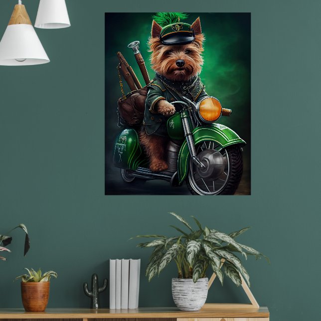 Poster Australian Terrier andando de bicicleta no Dia de  (Sala de Estar 1)