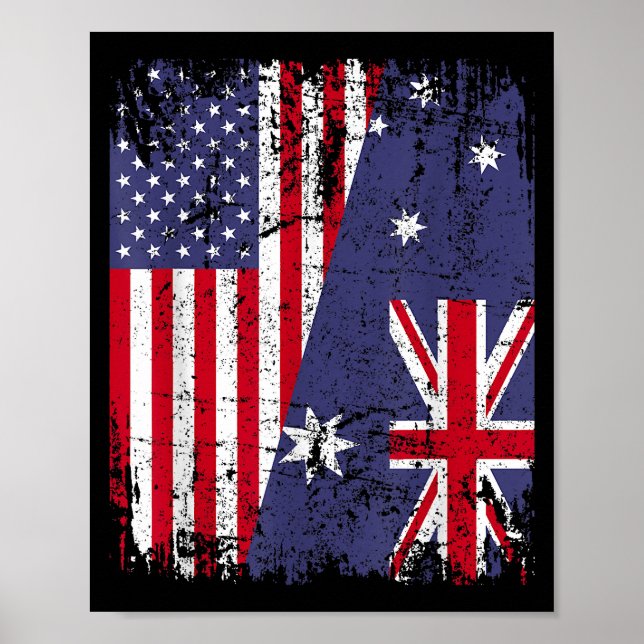 Poster AUSTRALIANA ROOTS Half American Flag AUSTRÁLIA (Frente)