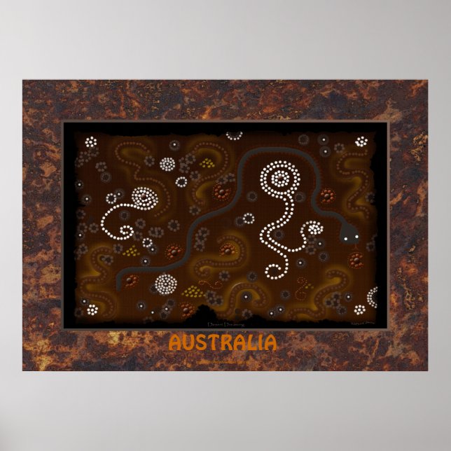 Póster Australiano - Antecedentes de arte no deserto Post (Frente)