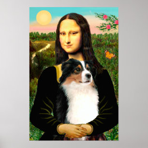 Poster Australiano Shepherd (tri) e Mona Lisa