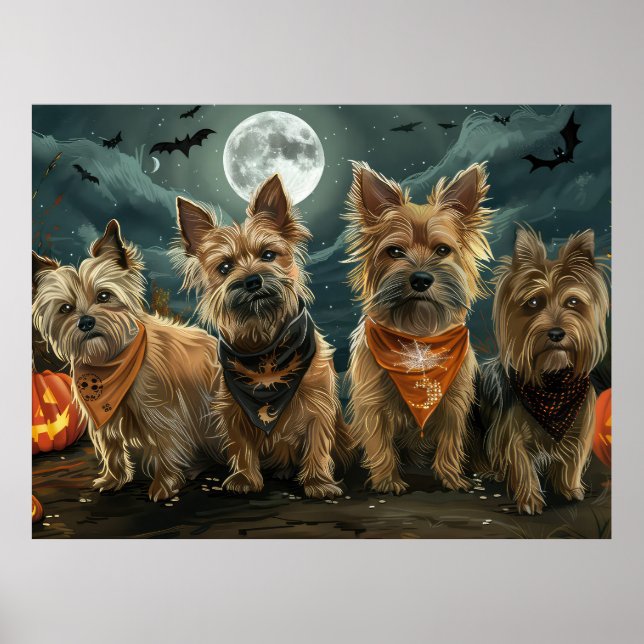 Poster australiano Terrier Halloween Spooky (Frente)