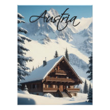 Austria Alpine Chalet Travel Poster
