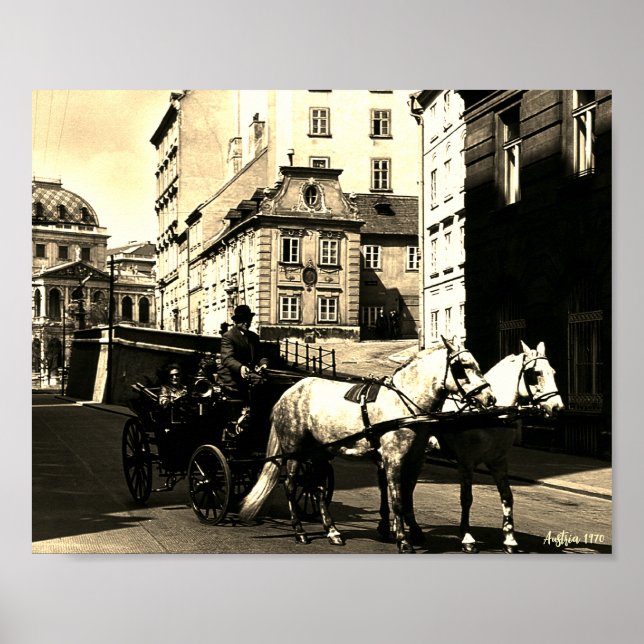 Poster Áustria Antiga Viena Dreimaderlhaus Fiaker (Frente)