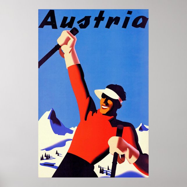 Poster Áustria - Canvas Viagens vintage. (Frente)