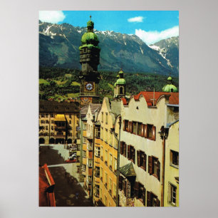 Poster Áustria, Innsbruck, Tirol, telhado de Ouro, cidade