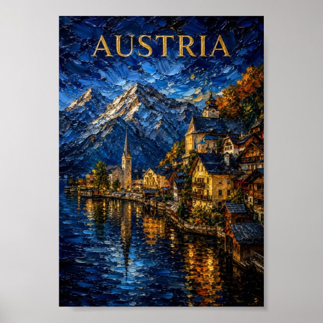 Poster Austria: Picturesque Hallstatt Art Souvenir (Frente)