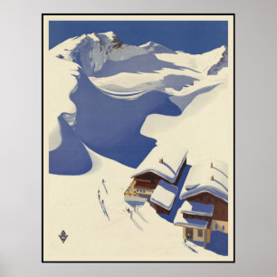 Poster Áustria Ski Chalé nos Alpes