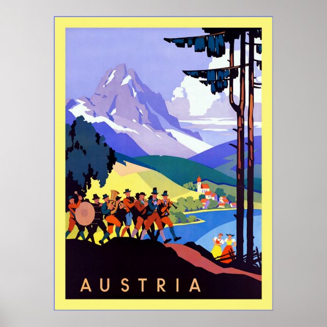Póster Áustria ~Viagens vintage (Frente)