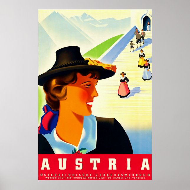 Póster Áustria ~Viagens vintage (Frente)