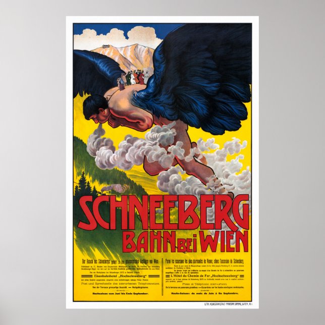 Poster Áustria Viagens vintage de Viena reiniciado (Frente)