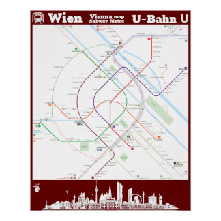 Póster “Áustria: Viena subterrâneo SUBWAYmap…