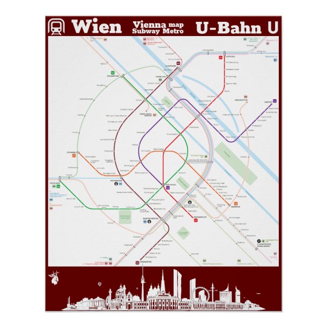 Póster “Áustria: Viena subterrâneo SUBWAYmap… (Frente)