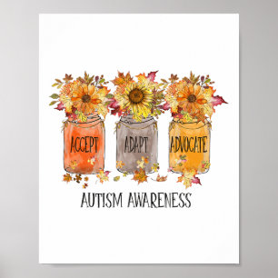 Poster Autenticação de Autismo de Outono Aceitar o Defens