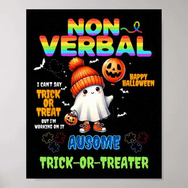 Poster Autis de Halloween não-verbyl Ausome (Frente)