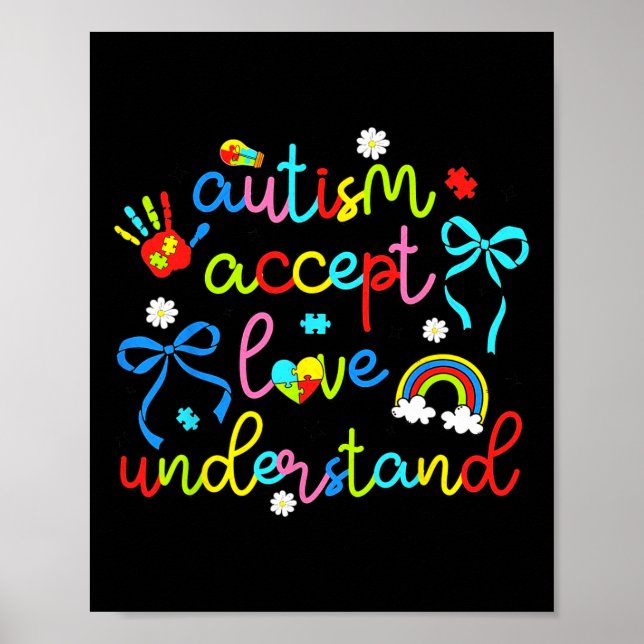 Poster Autism Accept Love Entender o Retro do Arco Coquet (Frente)