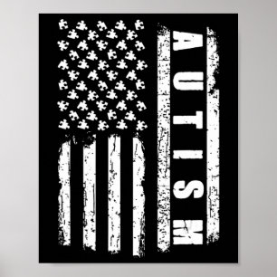 Poster Autism American Flag Autism Awarting Quebra-cabeça