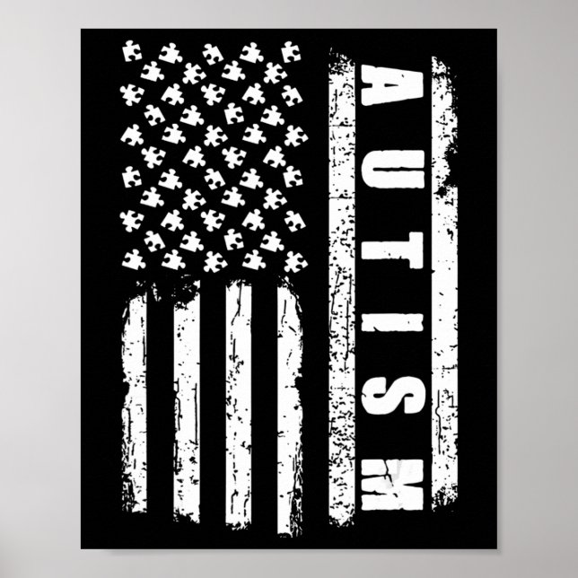 Poster Autism American Flag Autism Awarting Quebra-cabeça (Frente)