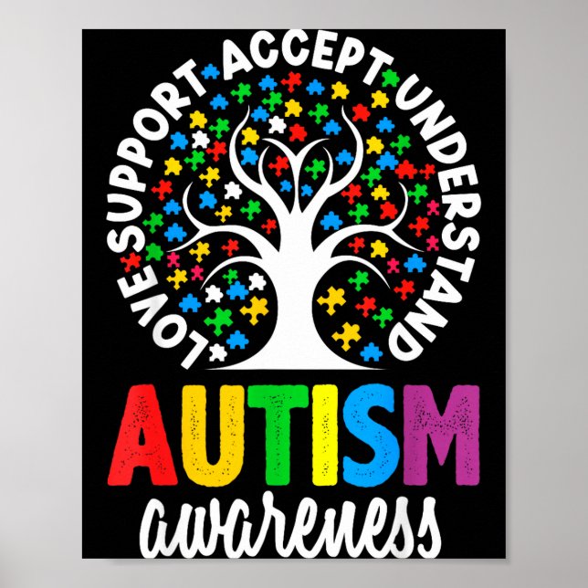 Poster Autism Awareness Puzzle Heart Suprt Men Women  (Frente)
