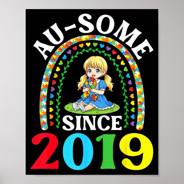Poster Autism Awesome Ausome Since 2019 Awareness 7th Bir (Frente)