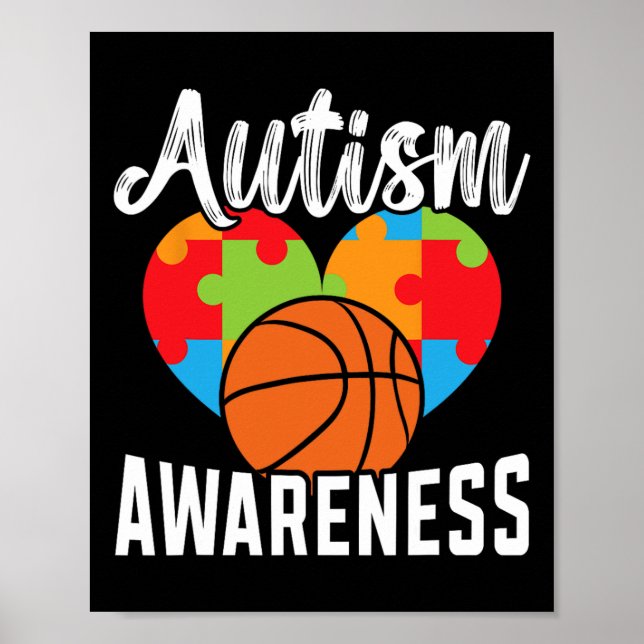 Poster Autism Bysketbyll Autism Warrior Bysketbyll Player (Frente)