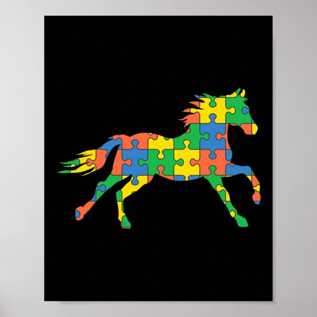 Poster Autism Horse Disabilities Month Disabilities Aware (Frente)