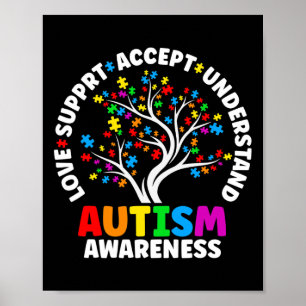 Poster Autism Love Accept Suporta Autismo Autismo Awarene